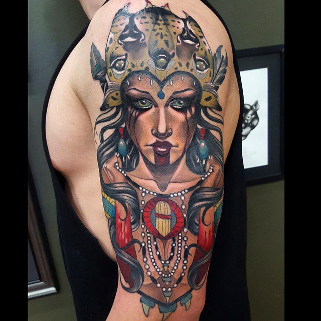 Shoulder Puma Girl Shaman Tattoo