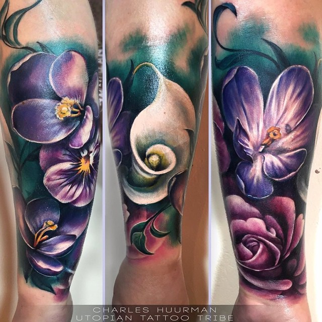 realistic flower tattoos