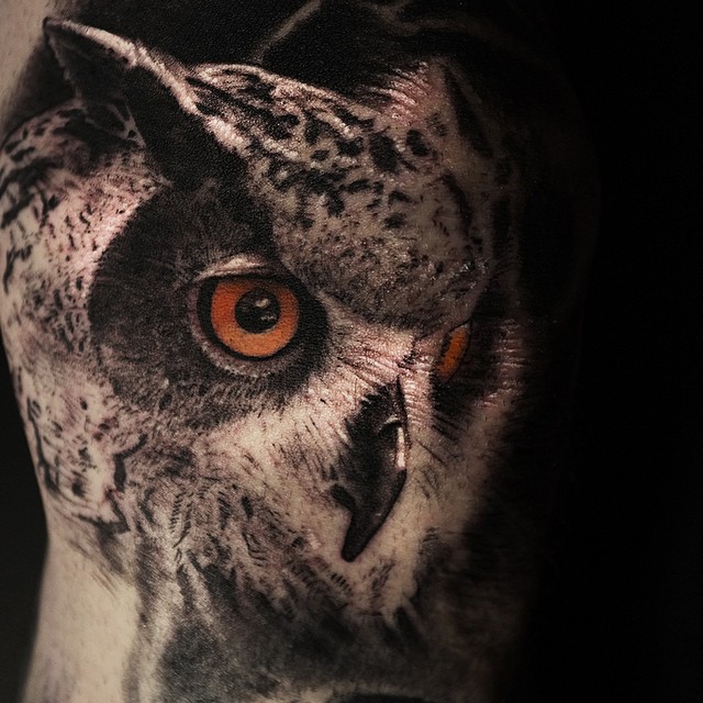 realistic owl tattoo