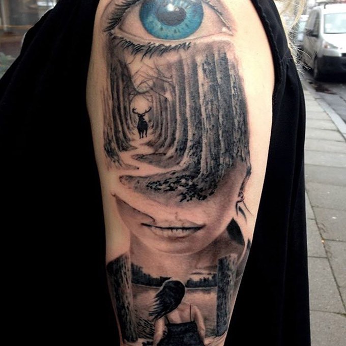 Cool Composition Tattoo on Shoulder