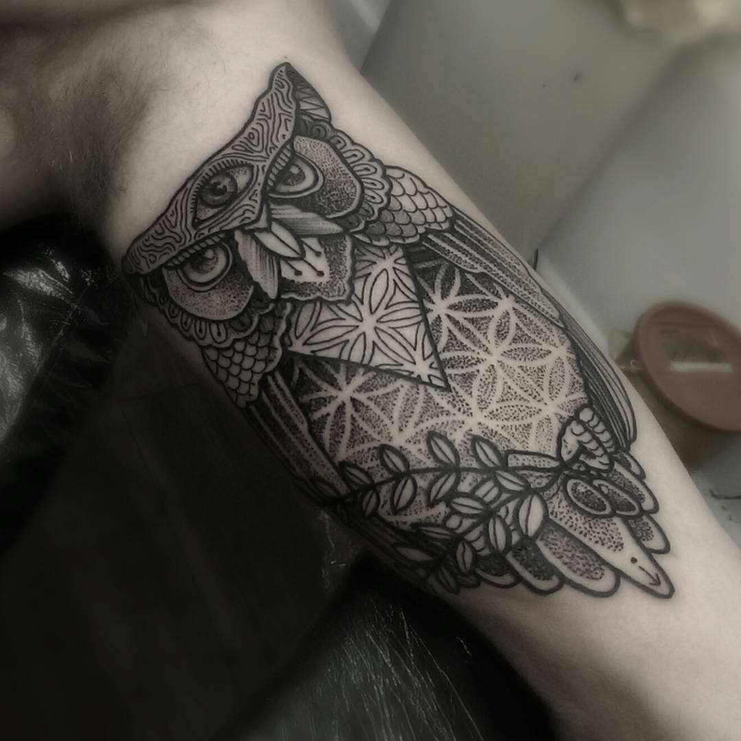 Arm Third Eye Owl Tattoo