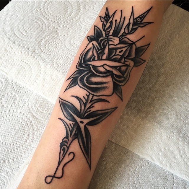 Black and Grey Rose Tattoo