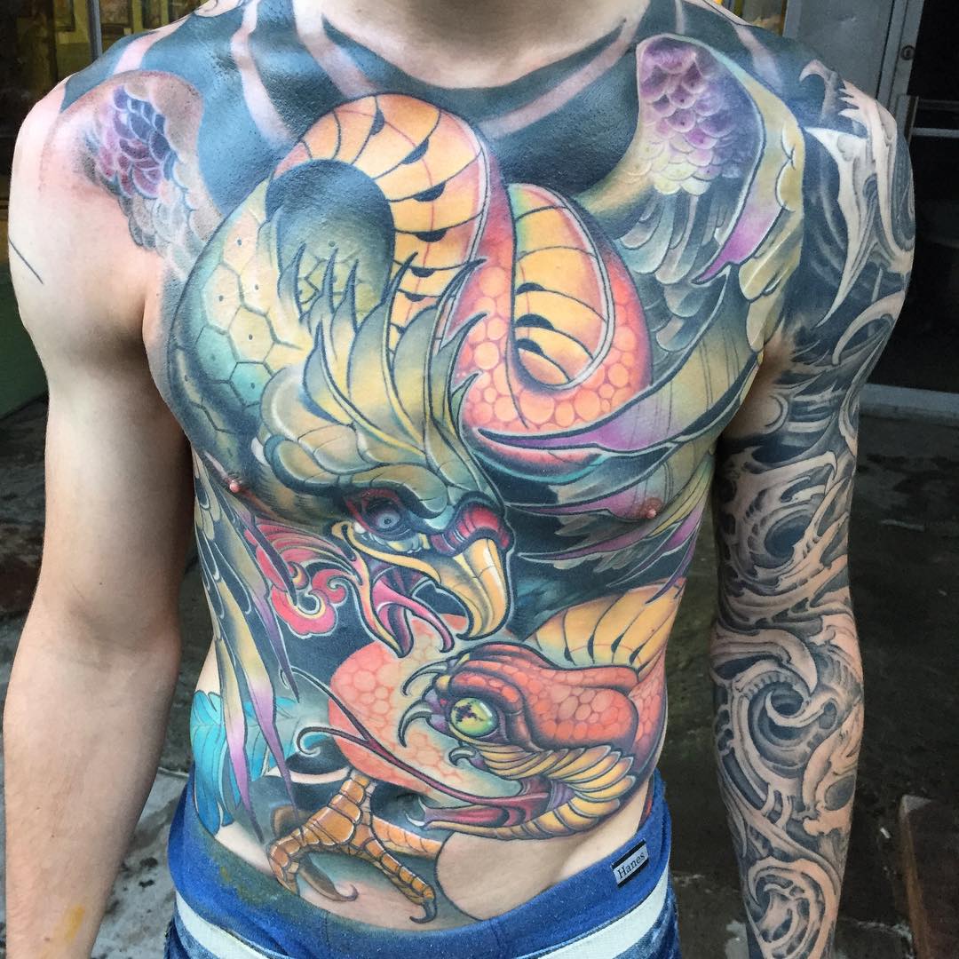 Eagle Snake Fight Tattoo