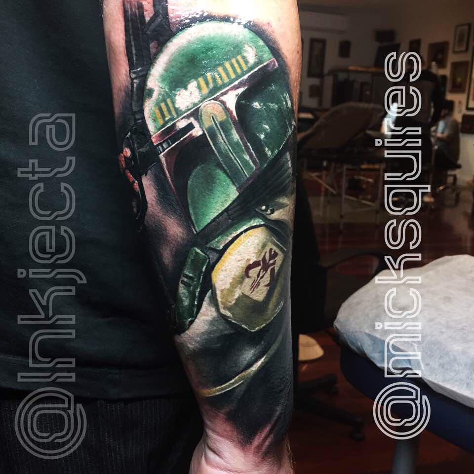 Gun Boba Fett Tattoo on Arm