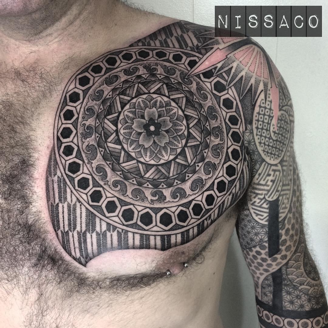 Japanese Mandala Tattoo on Chest