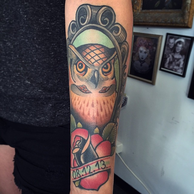 New School Owl Tattoo