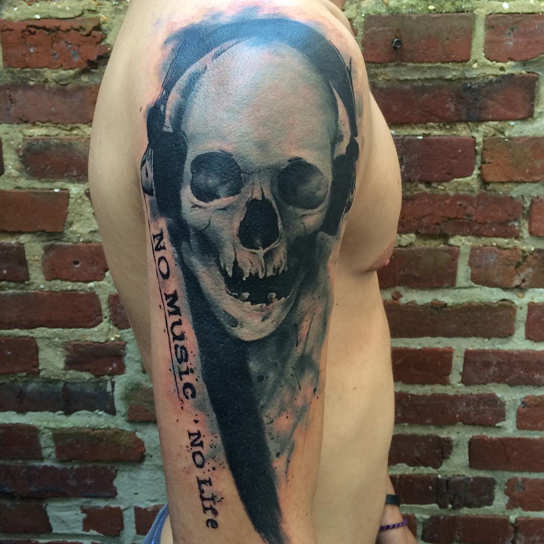 No Music No Life Skull Tattoo