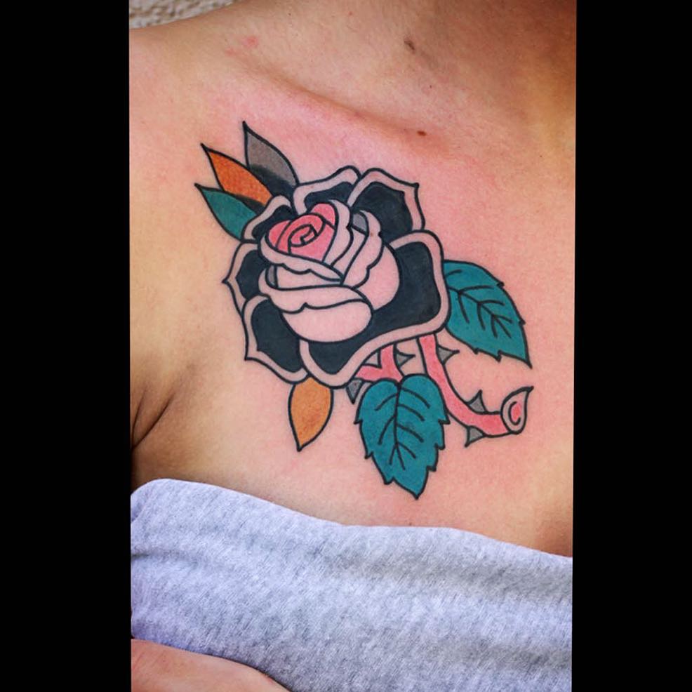 Old School Rose Tattoo