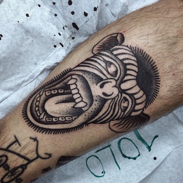 Outrageous Monkey Tattoo on Leg