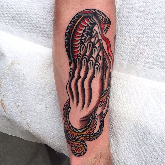 Praying Snake New School Tattoo