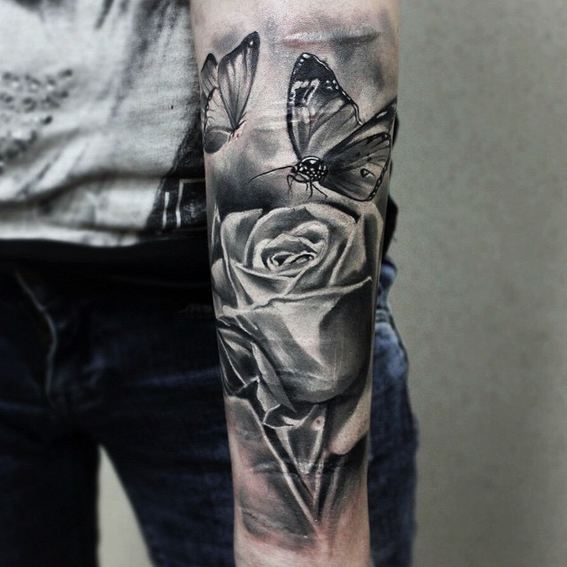 Rose and Butterfly Tattoo