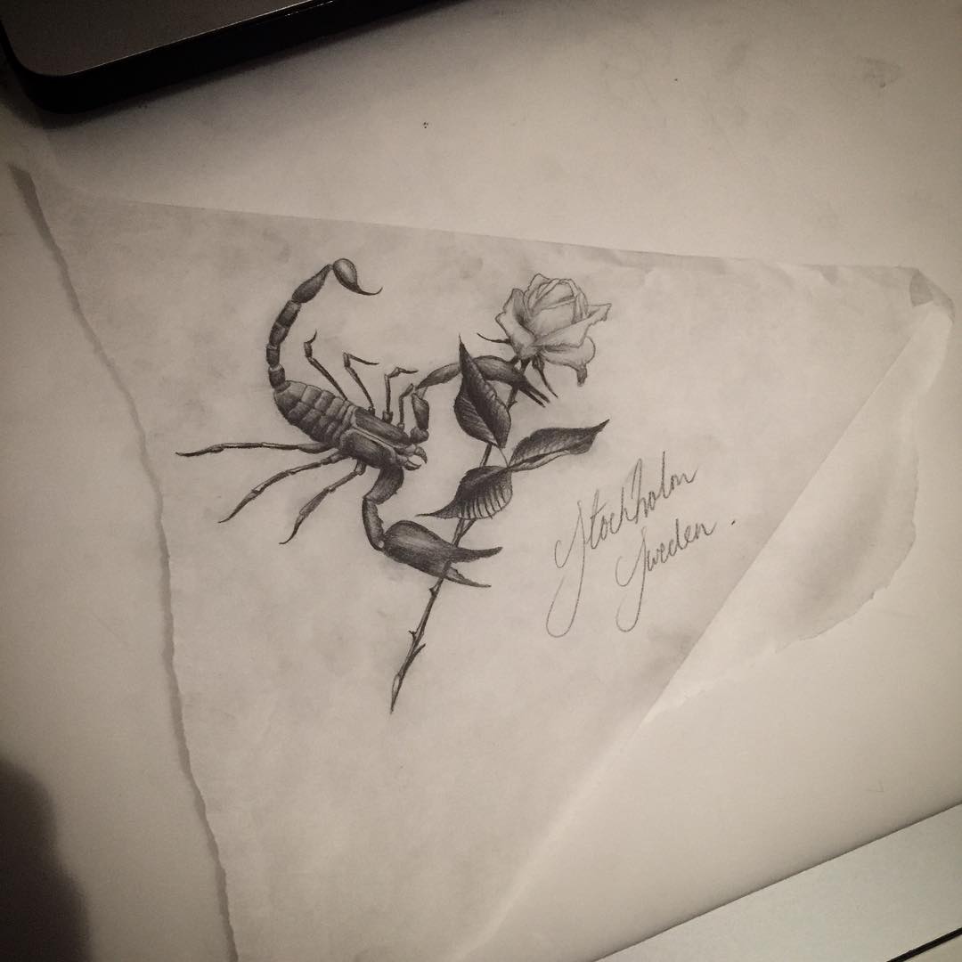 Scorpio Rose Tattoo Design