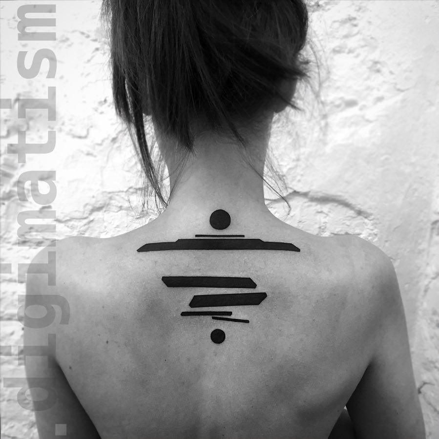 Back Geometry Blackwork Tattoo