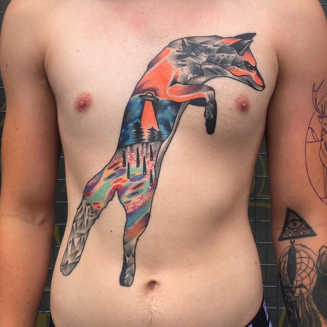 Body Fox UFO Tattoo