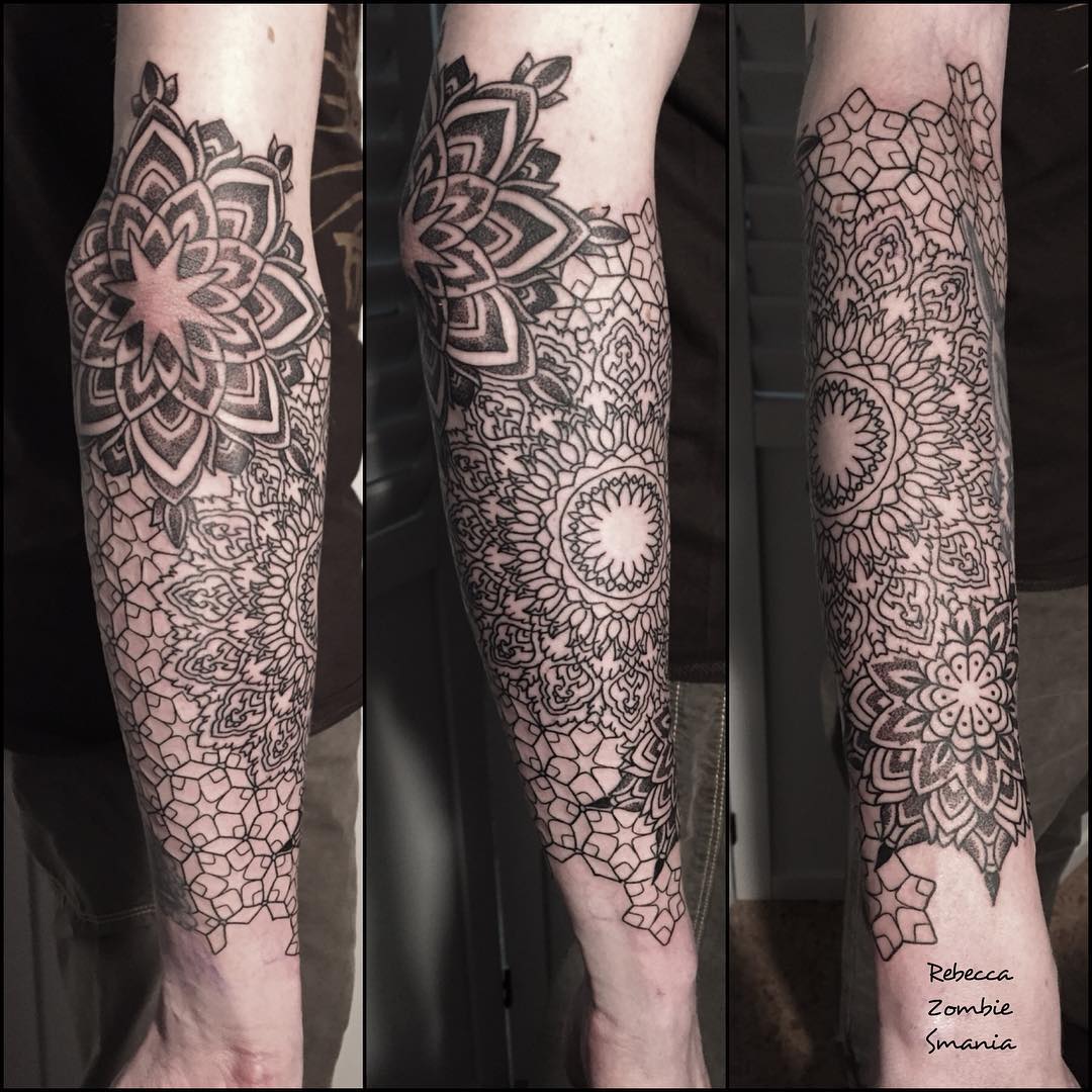 Elbow Half Sleeve Mandala Tattoo