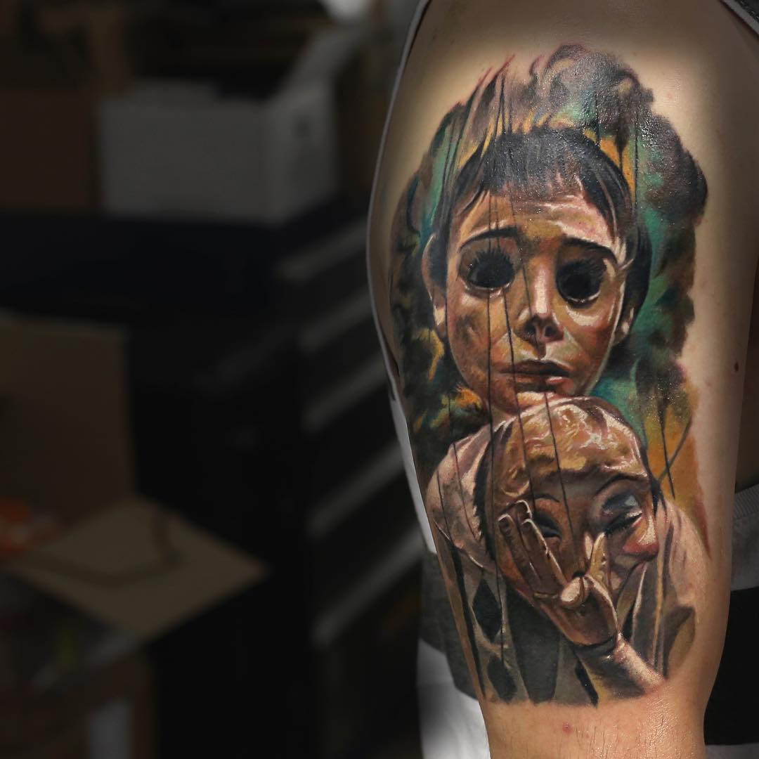 Empty Eyes Under Mask Tattoo