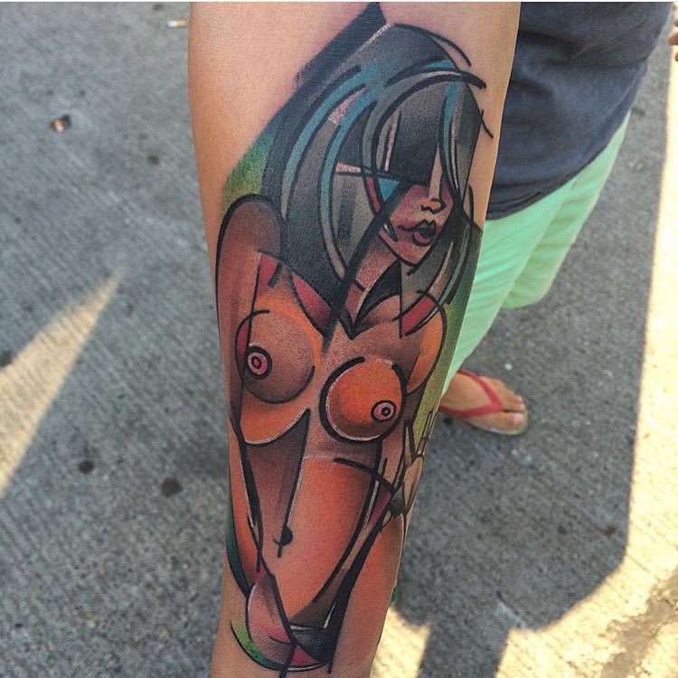 Fun Style Girl Tattoo on Arm