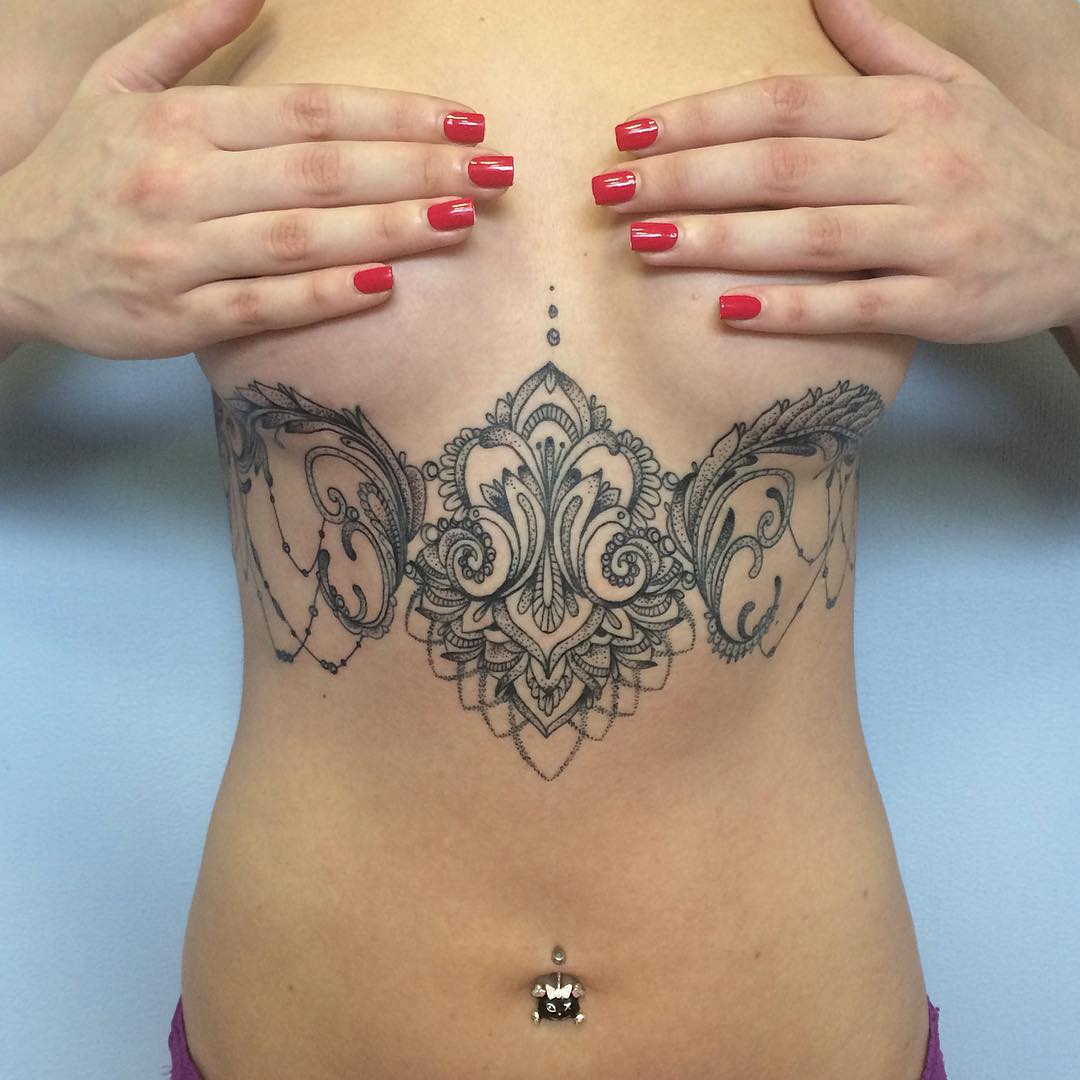 Girl Stomach Tattoo