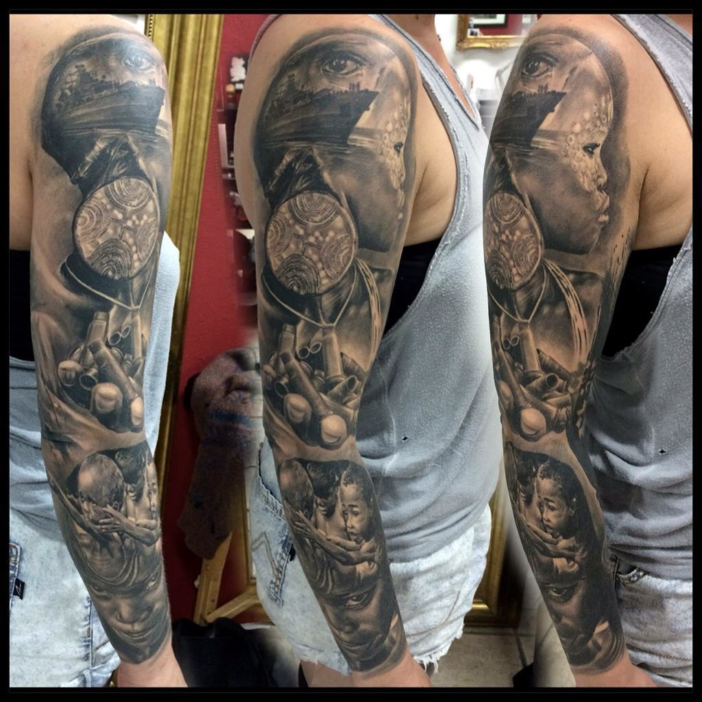 Graphic Slavery Tattoo Sleeve