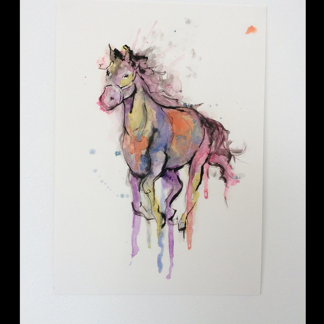 Horse Watercolor Tattoo Design