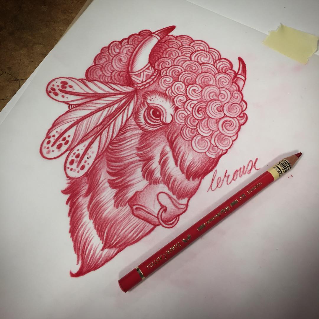 Indian Bison Tattoo Design