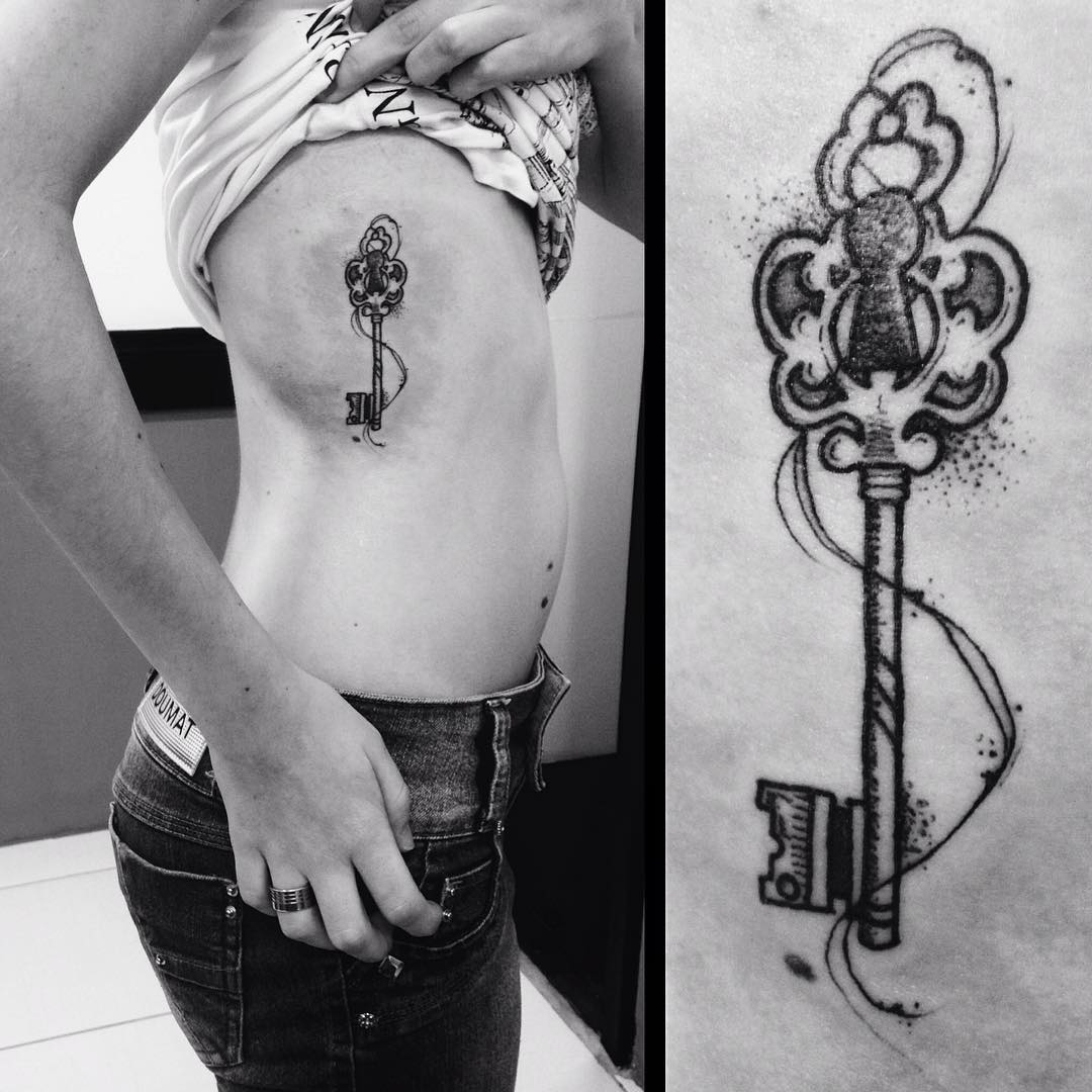 Key Tattoo on Ribs