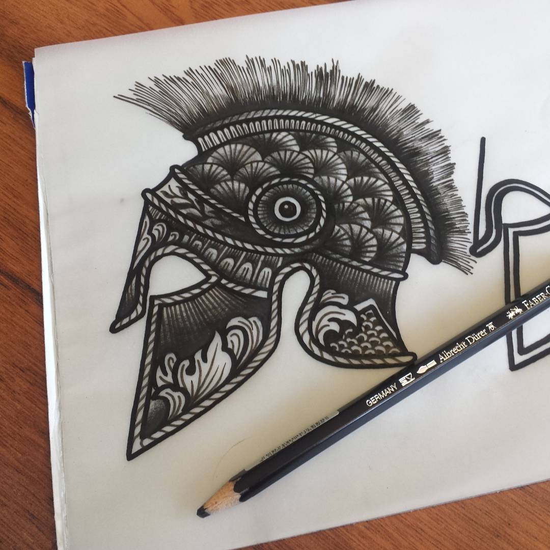 Roman Helmet Tattoo Idea