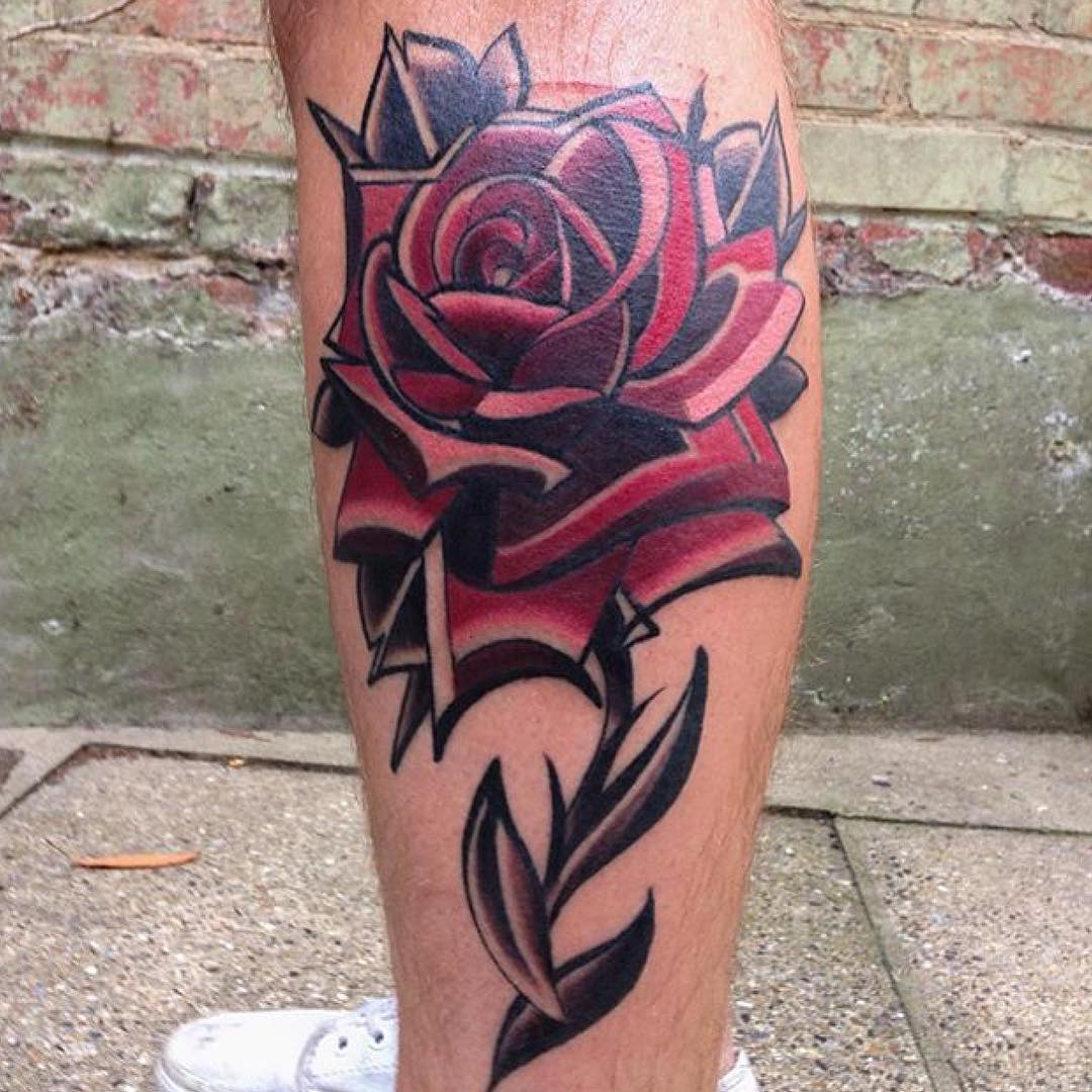 Rose Leg Tattoo