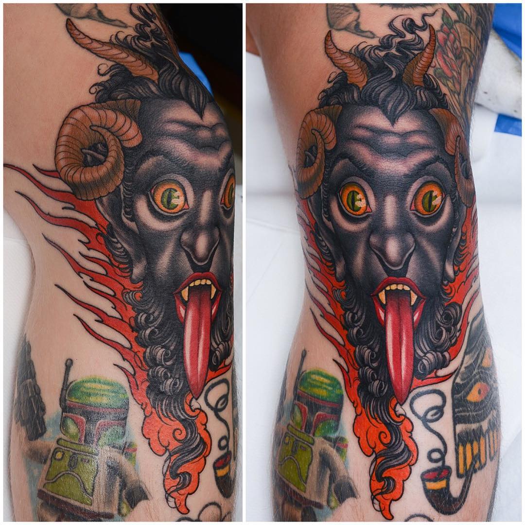 Satyr Tattoo on Knee