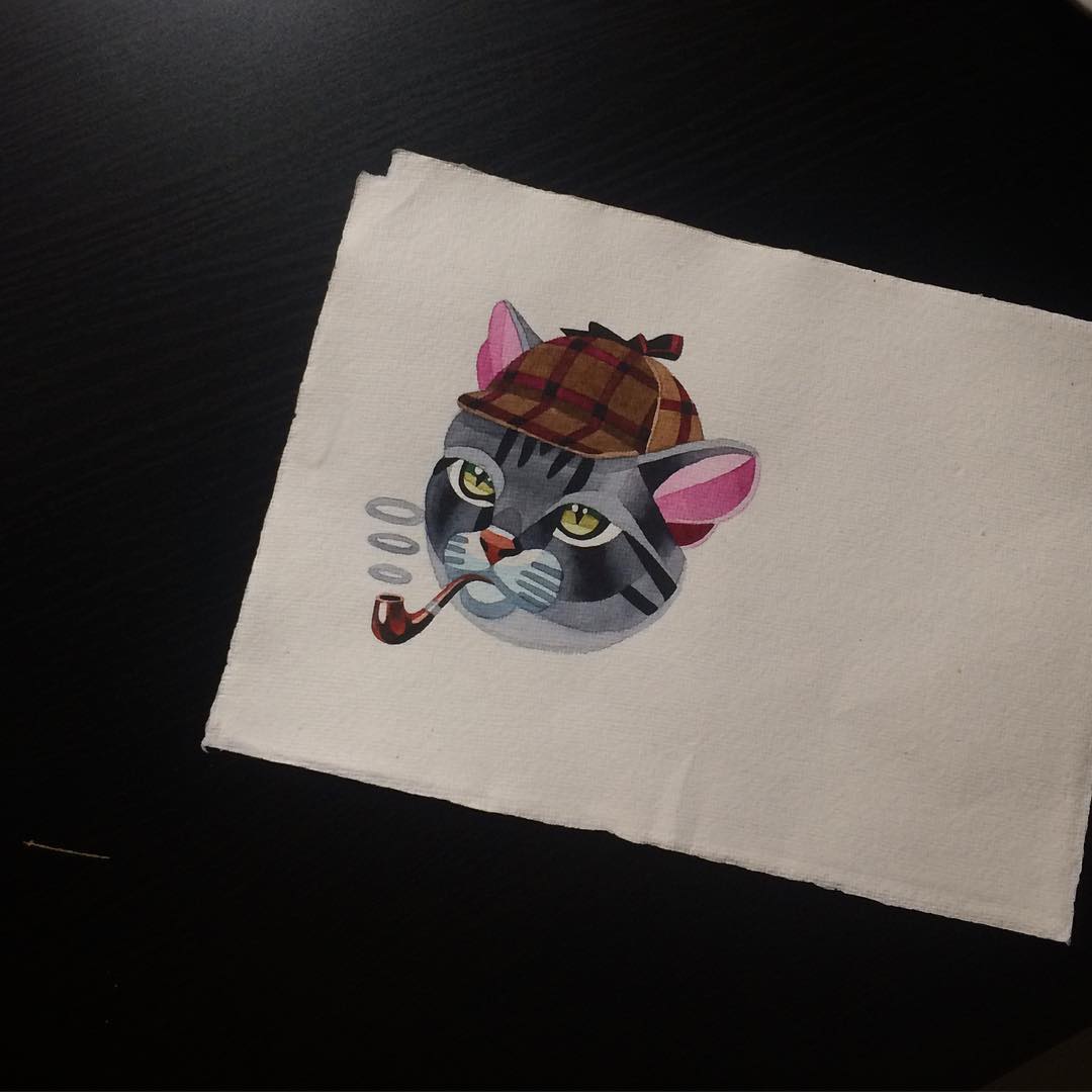 Sherlok Cat Tattoo Design