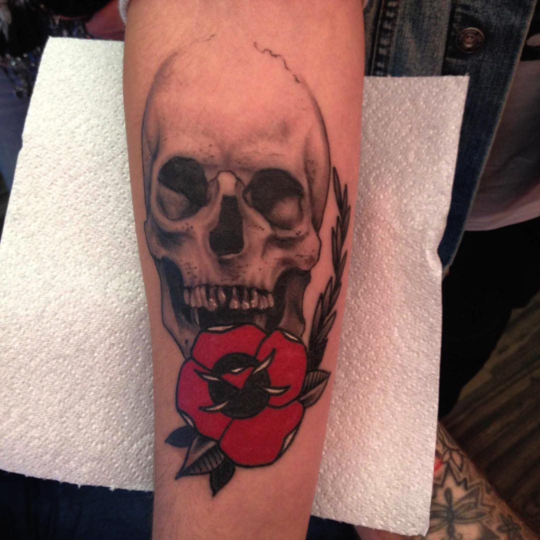 Skull and Rose Tattoo