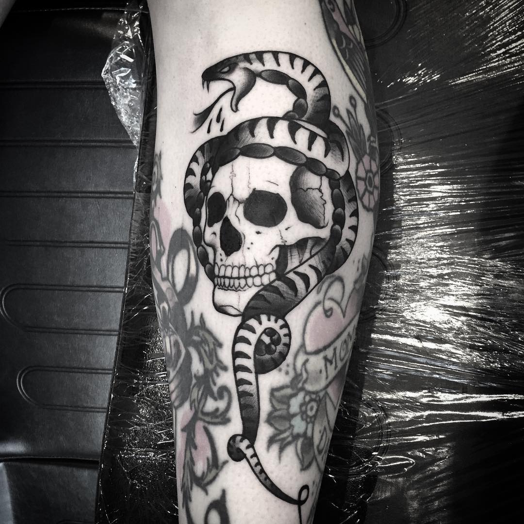 Skull and Snake Tattoo