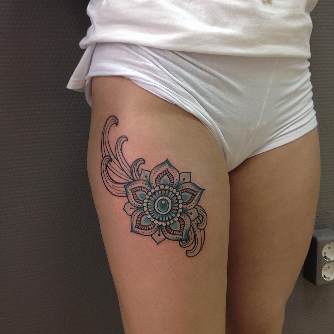 Flower Thigh Tattoo