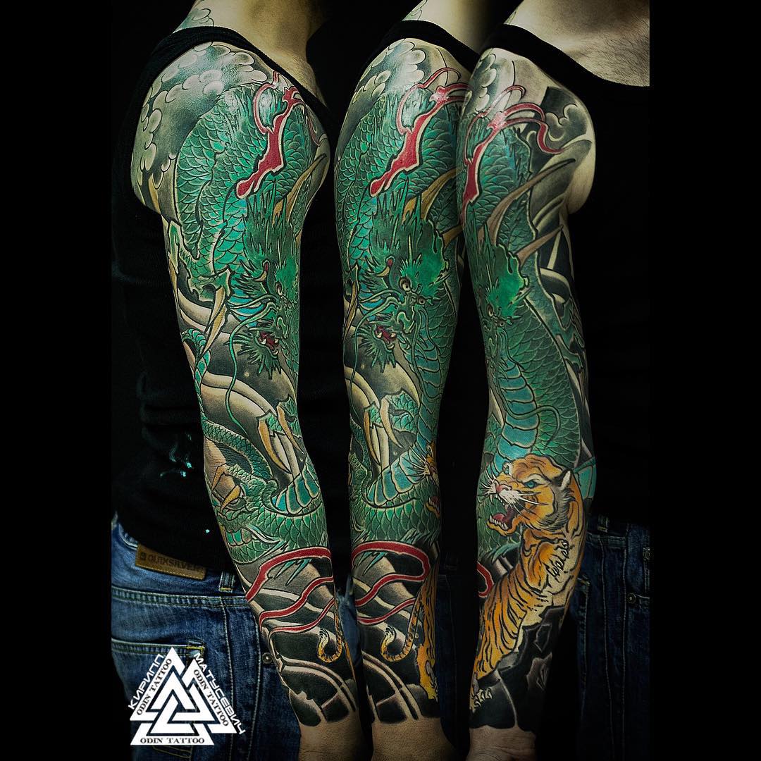 Japanese Dragon Sleeve Tattoo