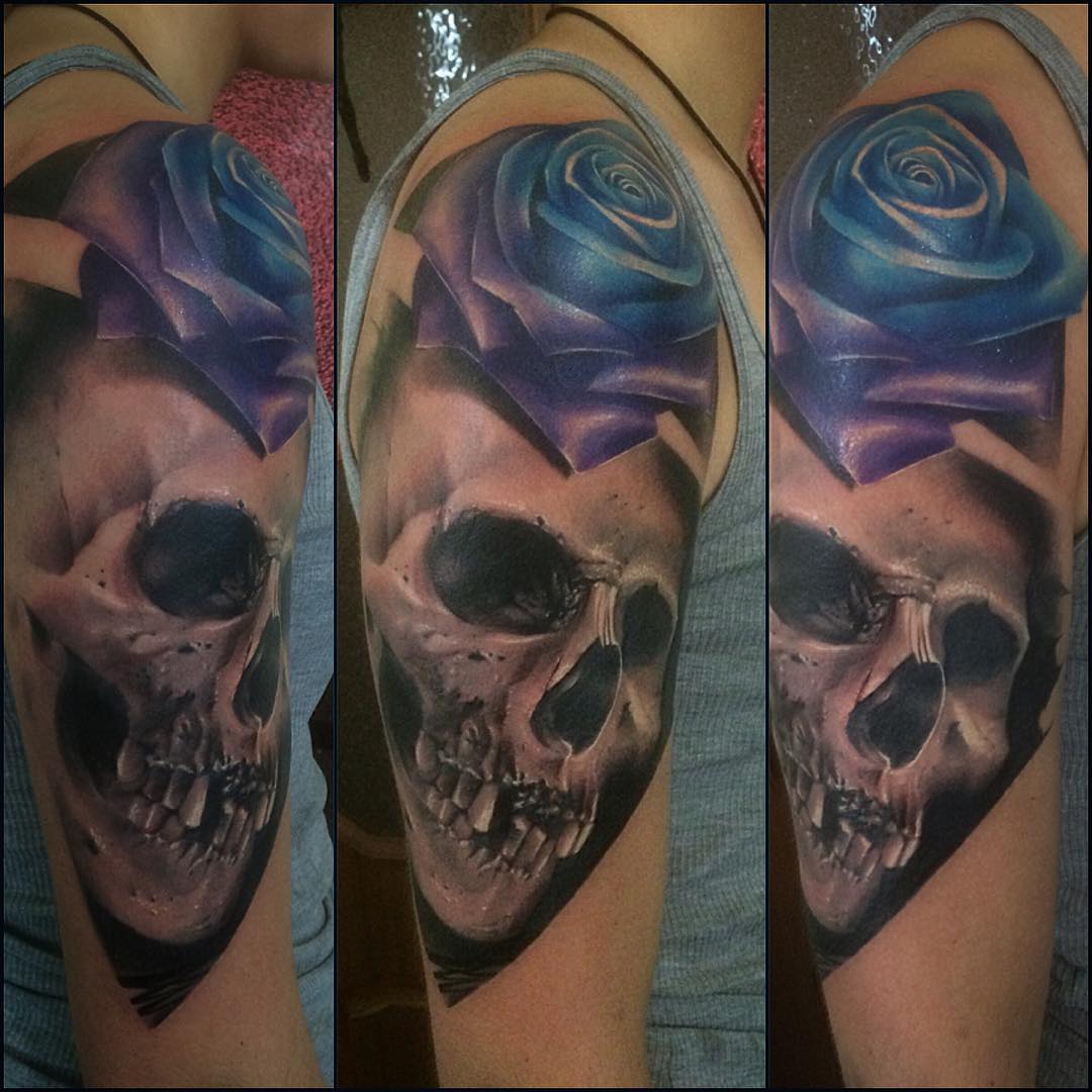 Skull and Rose Tattoo