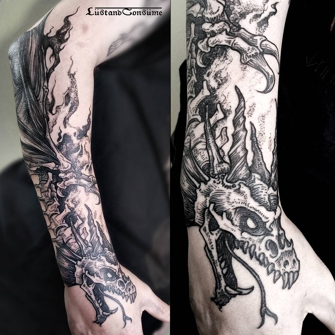 Dragon Skeleton Tattoo