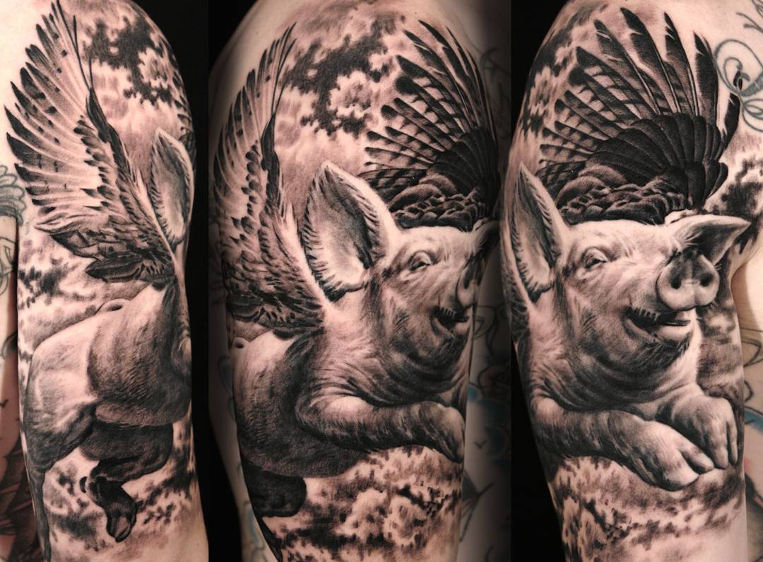 Flying Pig Tattoo