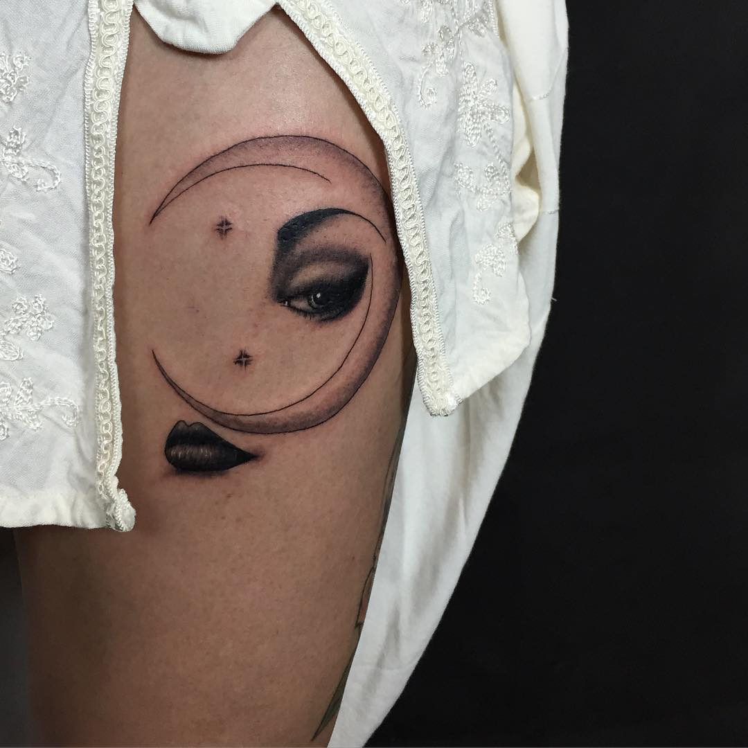 Moon Face Tattoo