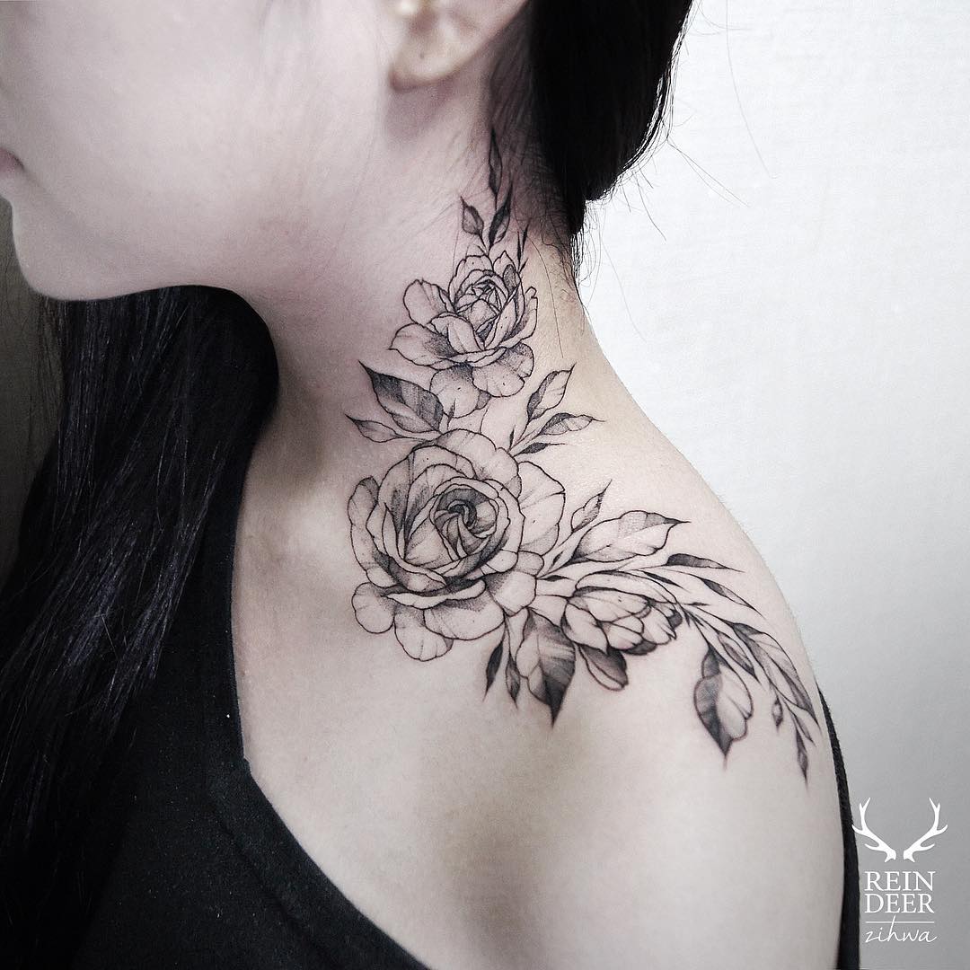 Rose Neck Tattoos