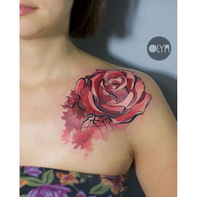 Rose Tattoo on Shoulder