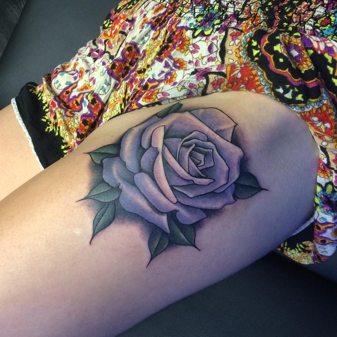 Rose Thigh Tattoo