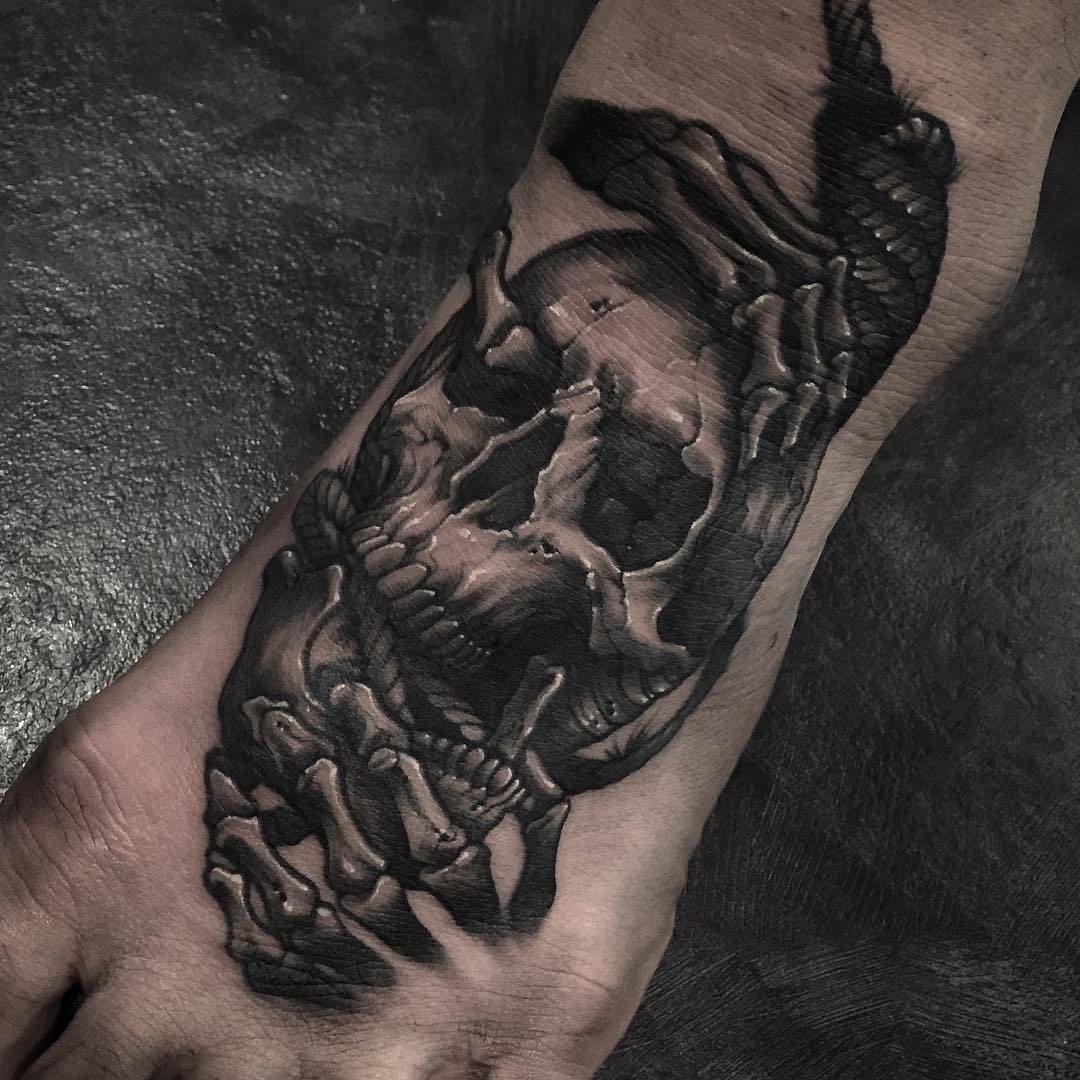 Skull Tattoo on Foot