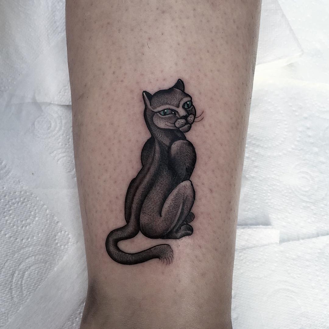 Small Black Cat Tattoo