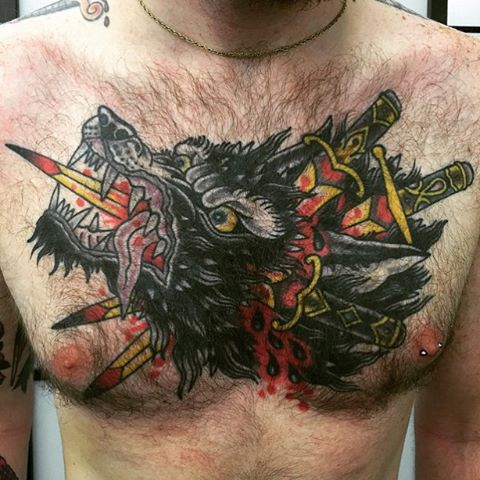 Wolf Chest Tattoo