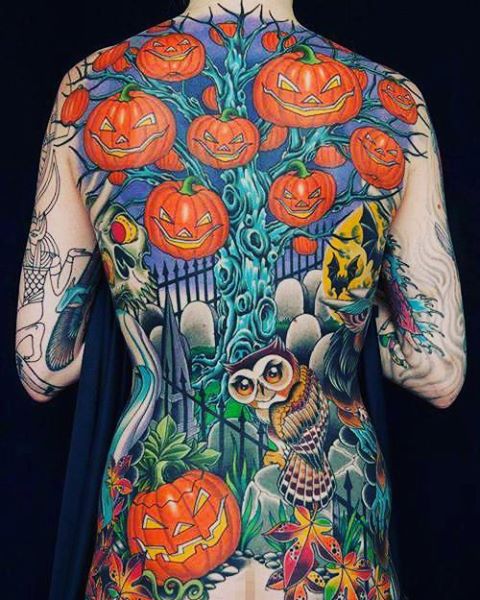 Full Back Halloween Tattoo