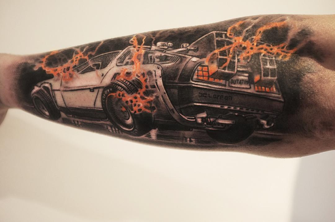 Back to The Future DeLorean Tattoo