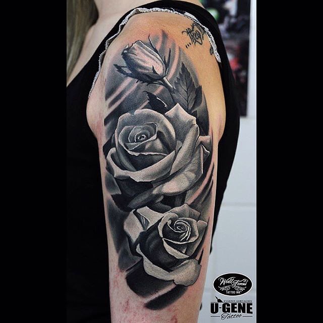 Black and Grey Rose Tattoos