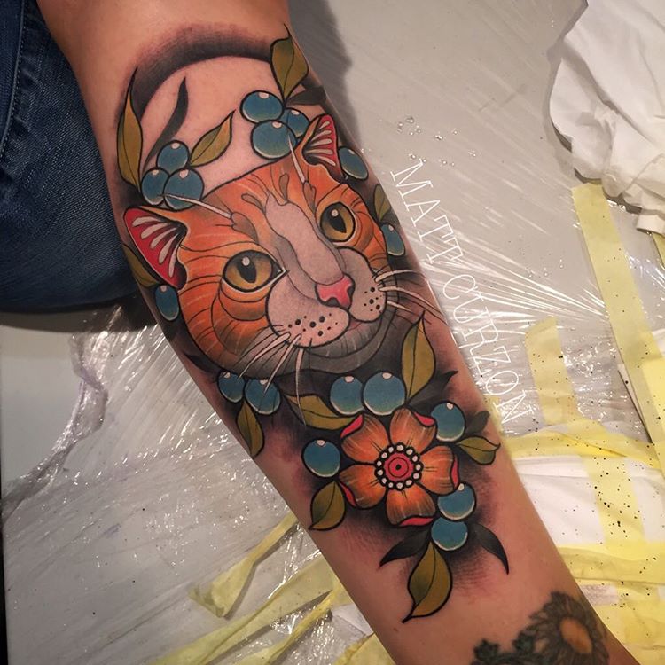 Traditional Cat Tattoo