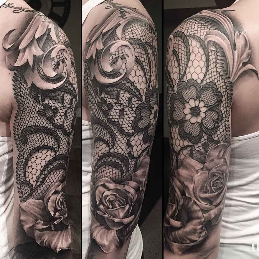 very beautiful girl sleeve tattoo