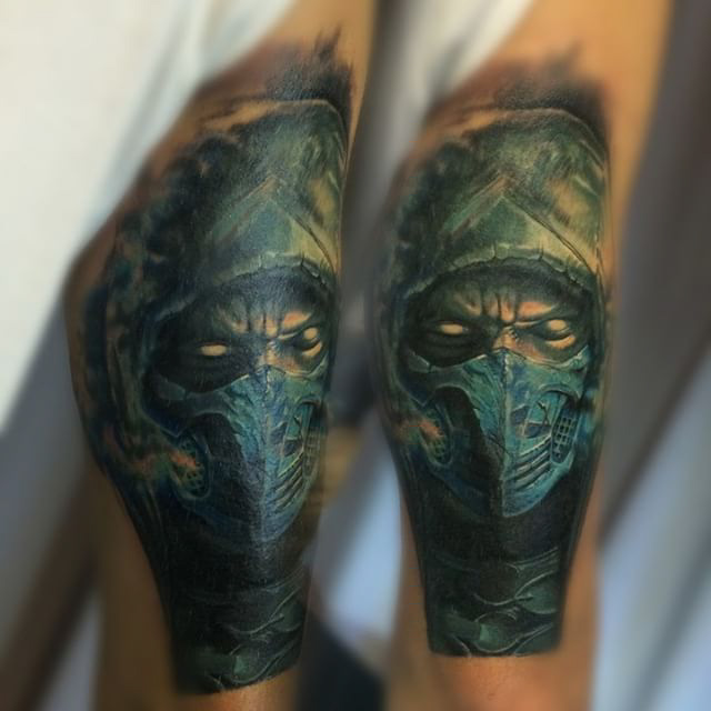 realistic tattoo portrait of Subzero